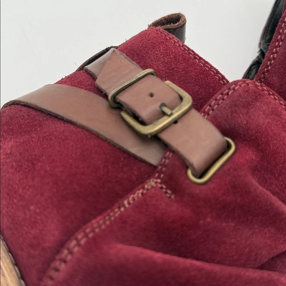 Diba true Women's Burgundy Ankle combat Boots women 8 leather suede casual Y2K
